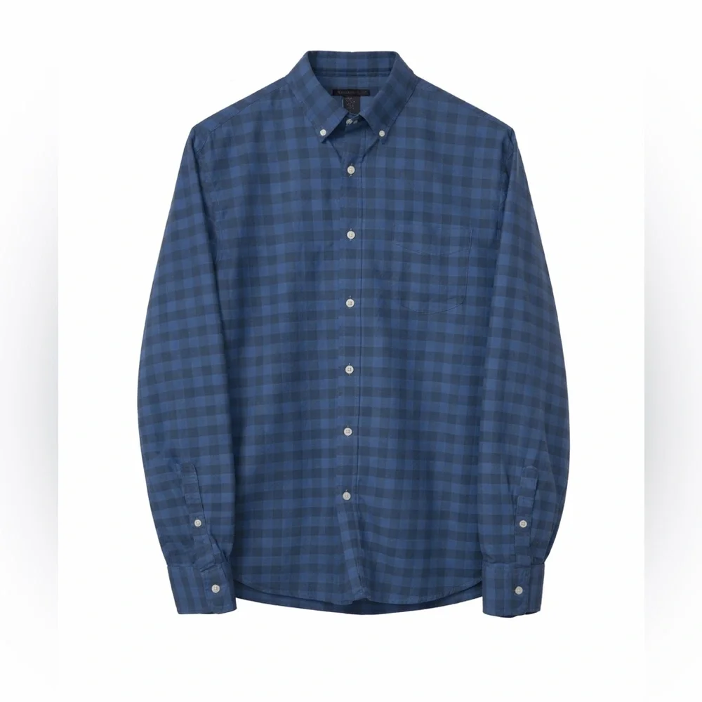 👔 J.Crew Slim Fit Blue Buffalo Check Oxford Shirt XL
